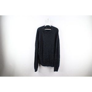 Vtg 90s Genelli Mens XL Geometric Cotton Blend Knit Crewneck Sweater Black USA
